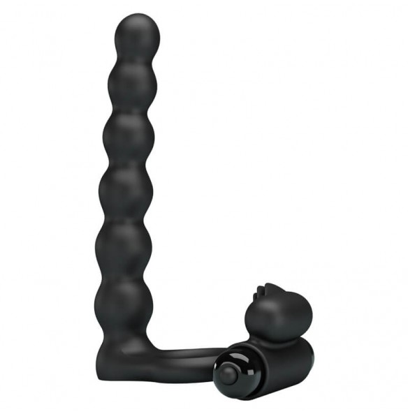 PRETTY LOVE - Male Vibrating Delay Cock Ring With Anal Beads (Battery - Black) PRETTY LOVE - Male Vibrating Delay Cock Ring With Anal Beads (Battery - Black)